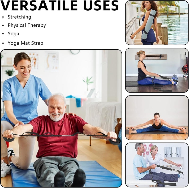 AGREJO Stretching Strap Yoga Strap Physical Therapy for Home Workout, 10 Loops Non-Elastic Stretch Band for Pilates, Flexibility, Exercise and Gymnastics - Image 3